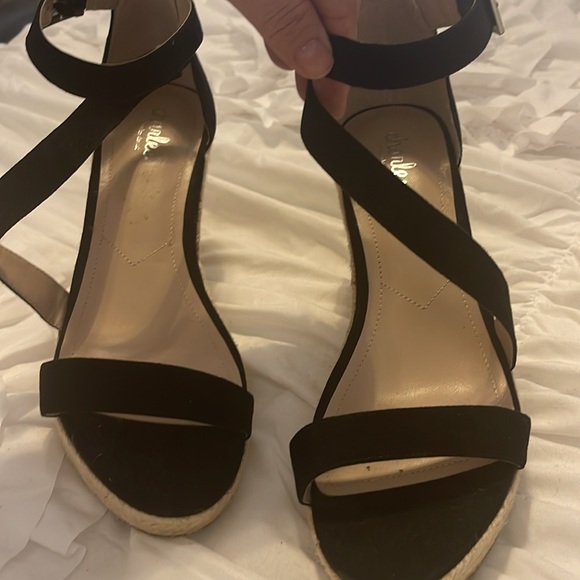 Charles David black faux suede wedges - Picture 2 of 5